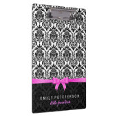 ピンクエレガントのリボン黒と白のマスク クリップボード (右)