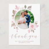 ピンクエレガントのローズウォーター色のフローラ結婚の写真 ポストカード (正面)