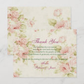 ピンクエレガントのローズフローラヴィンテージ感謝していウェディングユー ポストカード (正面/裏面)