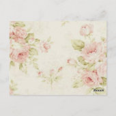 ピンクエレガントのローズフローラヴィンテージ感謝していウェディングユー ポストカード (裏面)