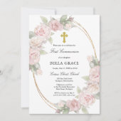 ピンクエレガントのローズフローラ第一共産主義への参加 招待状 (正面)