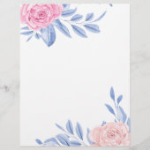 ピンクエレガントのローズブルーのミニマ結婚リストの式 (裏面)