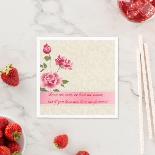 ピンクエレガントのローズプラッシュホワイトダマスク スタンダードカクテルナプキン (インサイチュ)