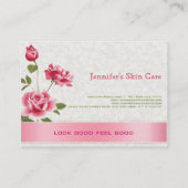 ピンクエレガントのローズプラッシュホワイトダマスク 名刺 (裏面)