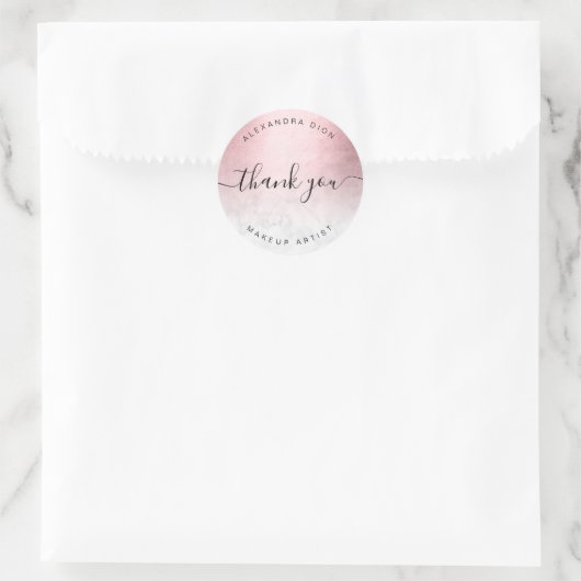 ピンクエレガントのローズ金ゴールドホワイトマーブルメイクアーティスト ラウンドシール (バッグ)