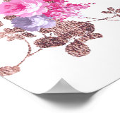 ピンクエレガントのローズ金ゴールド国シックヴィンテージフローラ ポスター (角)