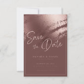 ピンクエレガントのローズ金ゴールド日付カードを保存 セーブザデート (正面)