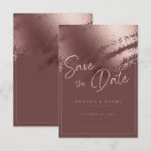 ピンクエレガントのローズ金ゴールド日付カードを保存 セーブザデート (正面/裏面)