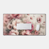 ピンクエレガントのヴィンテージインスパイアフローラ デスクマット (キーボード&マウス)
