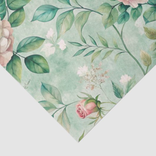 ピンクエレガントのヴィンテージインスパイア花模様 薄葉紙 (詳細)