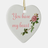 ピンクエレガントのヴィンテージバラ、カスタマイズ可能な文字 セラミックオーナメント (右)