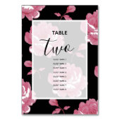ピンクエレガントのヴィンテージ結婚バラのゲスト名 テーブルナンバー (裏面)