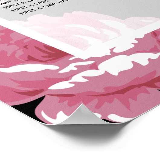 ピンクエレガントのヴィンテージ結婚バラの座席表 ポスター (角)