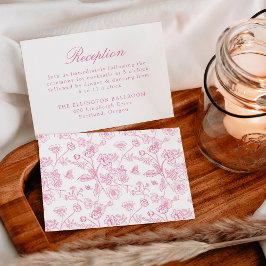 ピンクエレガントの中華料理フローラ結婚披露宴 エンクロージャーカード