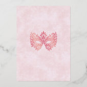 ピンクエレガントの仮装マスクキンセアニェラ 箔招待状 (裏面)