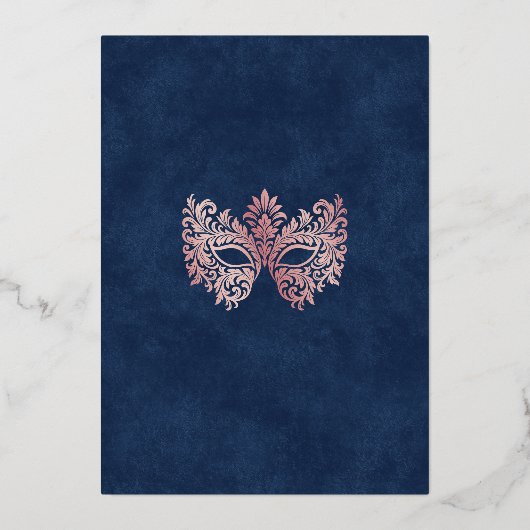 ピンクエレガントの仮装マスクキンセアニェラ 箔招待状 (裏面)