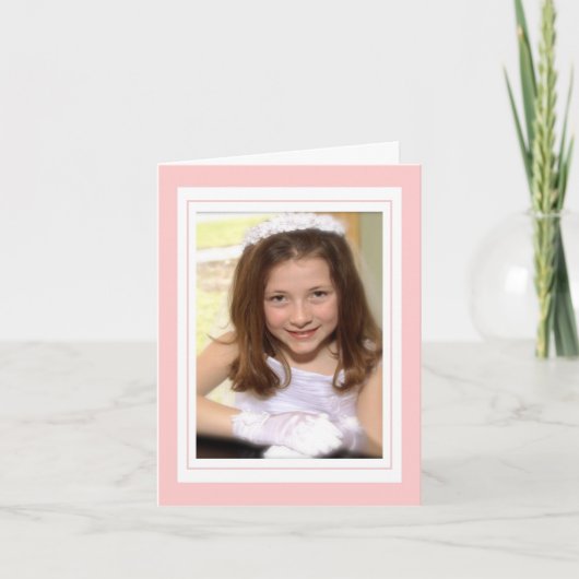 ピンクエレガントの写真サンキューカードに十字 サンキューカード (正面)