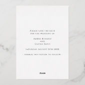 ピンクエレガントの写真日付を保存実在バラ金ゴールド 箔招待状 (裏面)