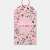 ピンクエレガントの冬のフローラ水の色クリスマス ギフトタグ (正面)