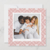 ピンクエレガントの北欧スノーフレーク模様の写真 シーズンカード (正面)