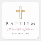 ピンクエレガントの台本の宗教女子バプテスマ スクエアシール (正面)