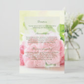 ピンクエレガントの夏のバラ結婚の方向 招待状 (スタンド正面)