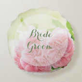 ピンクエレガントの夏のバラ結婚ズフォーエバー ラウンドクッション (裏面)