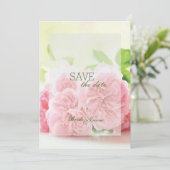 ピンクエレガントの夏のバラ結婚式の日付を保存 セーブザデート (スタンド正面)