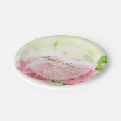 ピンクエレガントの夏バラ結婚ズ ペーパープレート (アングル)