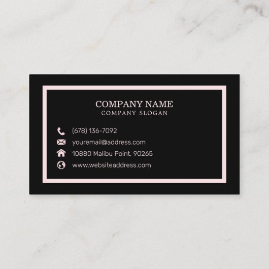 ピンクエレガントの大理石のピンクの枠 |名刺 名刺 (裏面)