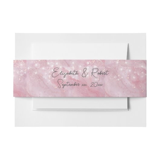 ピンクエレガントの大理石の輝く星 招待状ベリーバンド (正面例)