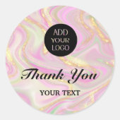 ピンクエレガントの大理石シック金ゴールドグリッター ラウンドシール (正面)