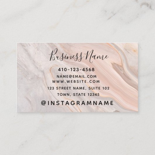ピンクエレガントの大理石ロイヤリティカード 名刺 (裏面)