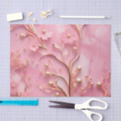 ピンクエレガントの大理石金ゴールドアクセント 薄葉紙 (クラフト)