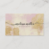 ピンクエレガントの大理石金ゴールドスクリプト書道 名刺 (正面)