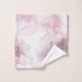 ピンクエレガントの大理石金ゴールド静脈パターン バスタオルセット (ウォッシュタオル)