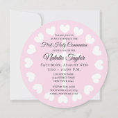 ピンクエレガントの女の子が初めての聖なる聖餐式の宗教 招待状 (裏面)