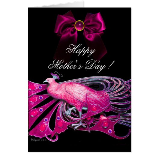 ピンクエレガントの孔雀、弓、宝石の石、母の日 (正面)