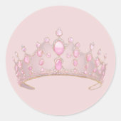 ピンクエレガントの宝石で飾られたクラウンアート ラウンドシール (正面)