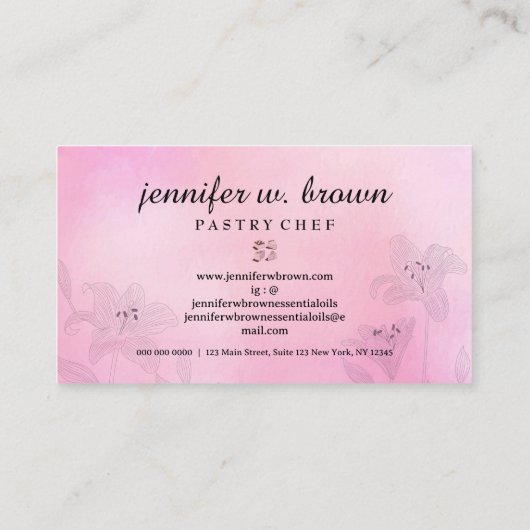 ピンクエレガントの専門ベーキング用品 名刺 (裏面)