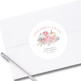 ピンクエレガントの小さなかぼちゃの女の子の赤ちゃんシャワー ラウンドシール