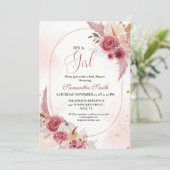 ピンクエレガントの小さなかぼちゃの女の子の赤ちゃんシャワー 招待状 (スタンド正面)