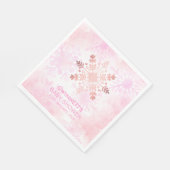 ピンクエレガントの小さなスノーフレーク赤ちゃんシャワー スタンダードランチョンナプキン (角)