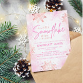 ピンクエレガントの小さなスノーフレーク赤ちゃんシャワー 招待状