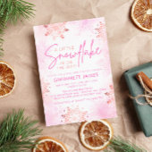 ピンクエレガントの小さなスノーフレーク赤ちゃんシャワー 招待状