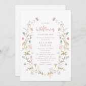 ピンクエレガントの小さな野草坊保赤ちゃんシャワー 招待状 (正面/裏面)