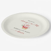 ピンクエレガントの弓さくらんぼオントップベビーシャワー ペーパープレート (アングル)