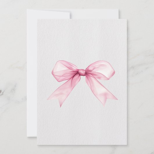 ピンクエレガントの弓のブライダルシャワー 招待状 (裏面)