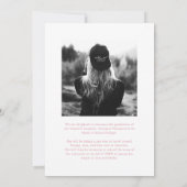 ピンクエレガントの弓の写真卒業 案内状 (裏面)