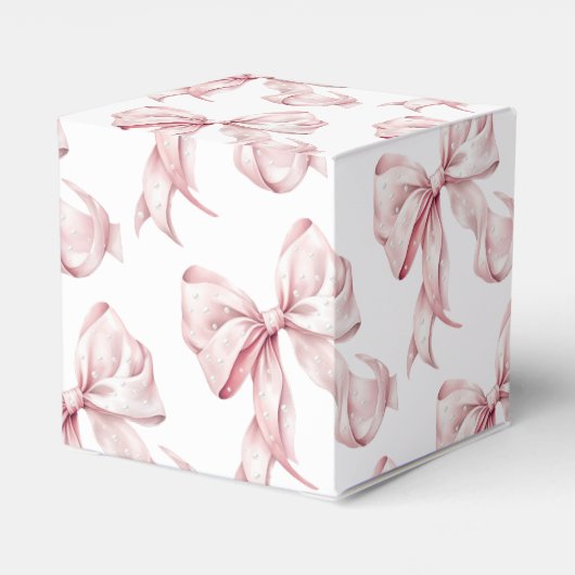 ピンクエレガントの弓の真珠の赤ちゃんシャワーの好意 フェイバーボックス (裏面サイド)